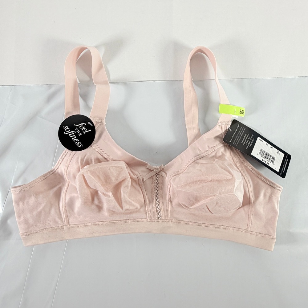 Bali Double Support Soft Touch Wireless Bra Size 36B Pink Back Smoothing DF0044